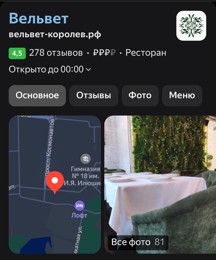 А что с заведением Вельвет стало после программы?